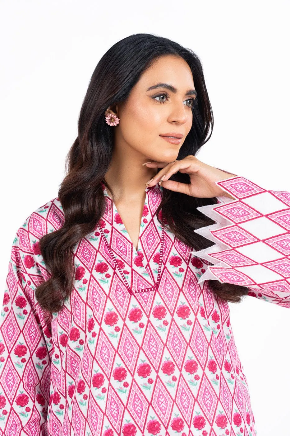 2 Pc Printed Lawn Suit With Cambric Trouser