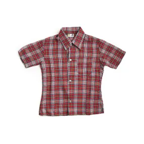 70's Short Sleeve Red Check Shirt French stock 2-3 Y