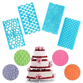 ABOUT SPACE Cake Fondant Embossing Mould (4 Pack) - Non-Toxic Plastic Fondant Impression Mat Icing Moulds for Cake Decorations Sugarcraft Cupcakes Jelly & Cookies