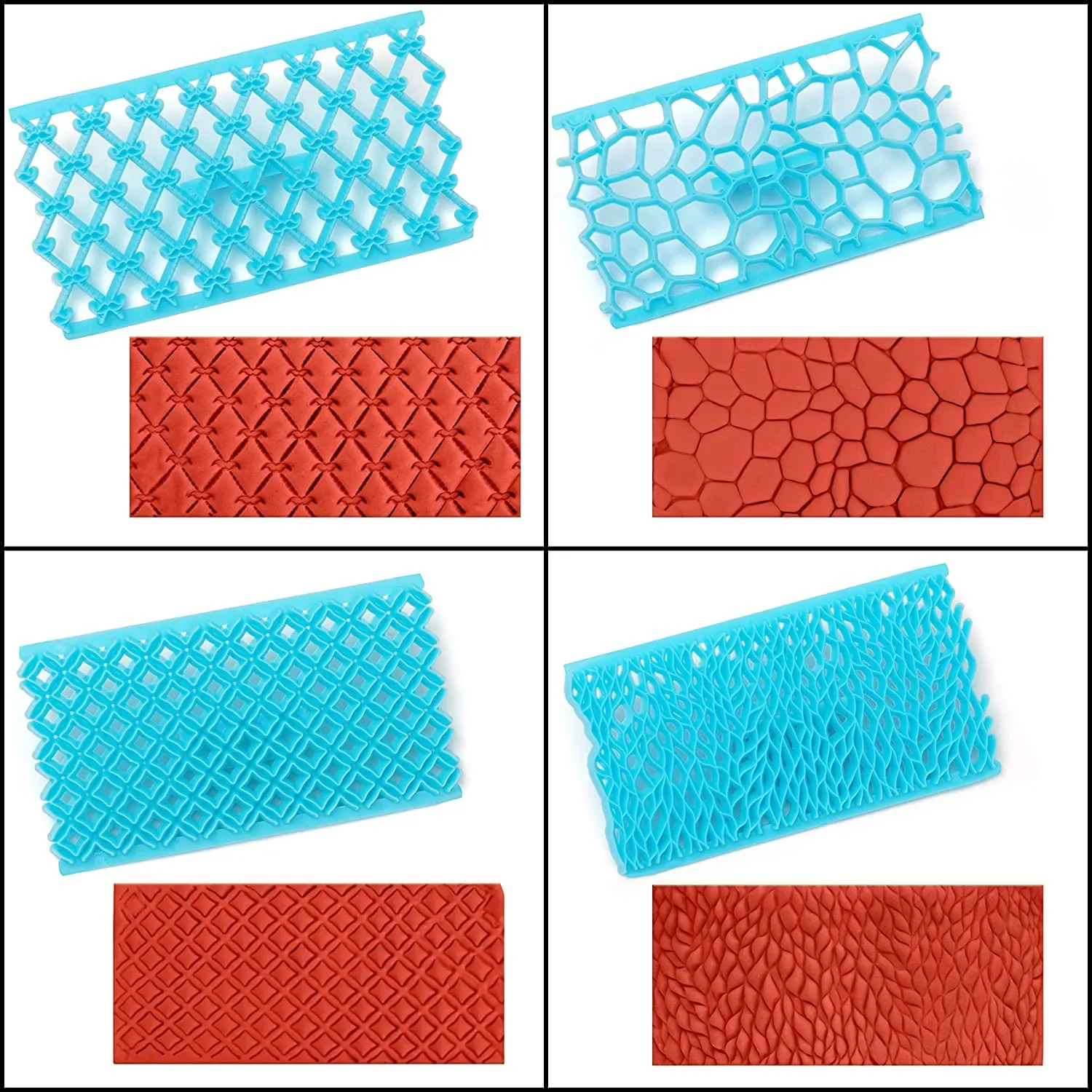 ABOUT SPACE Cake Fondant Embossing Mould (4 Pack) - Non-Toxic Plastic Fondant Impression Mat Icing Moulds for Cake Decorations Sugarcraft Cupcakes Jelly & Cookies