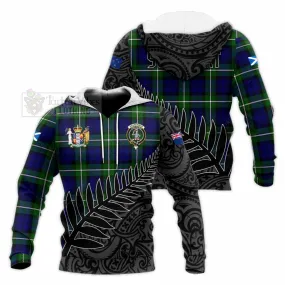 Bannerman Crest Tartan Knitted Hoodie with New Zealand Silver Fern Half Style