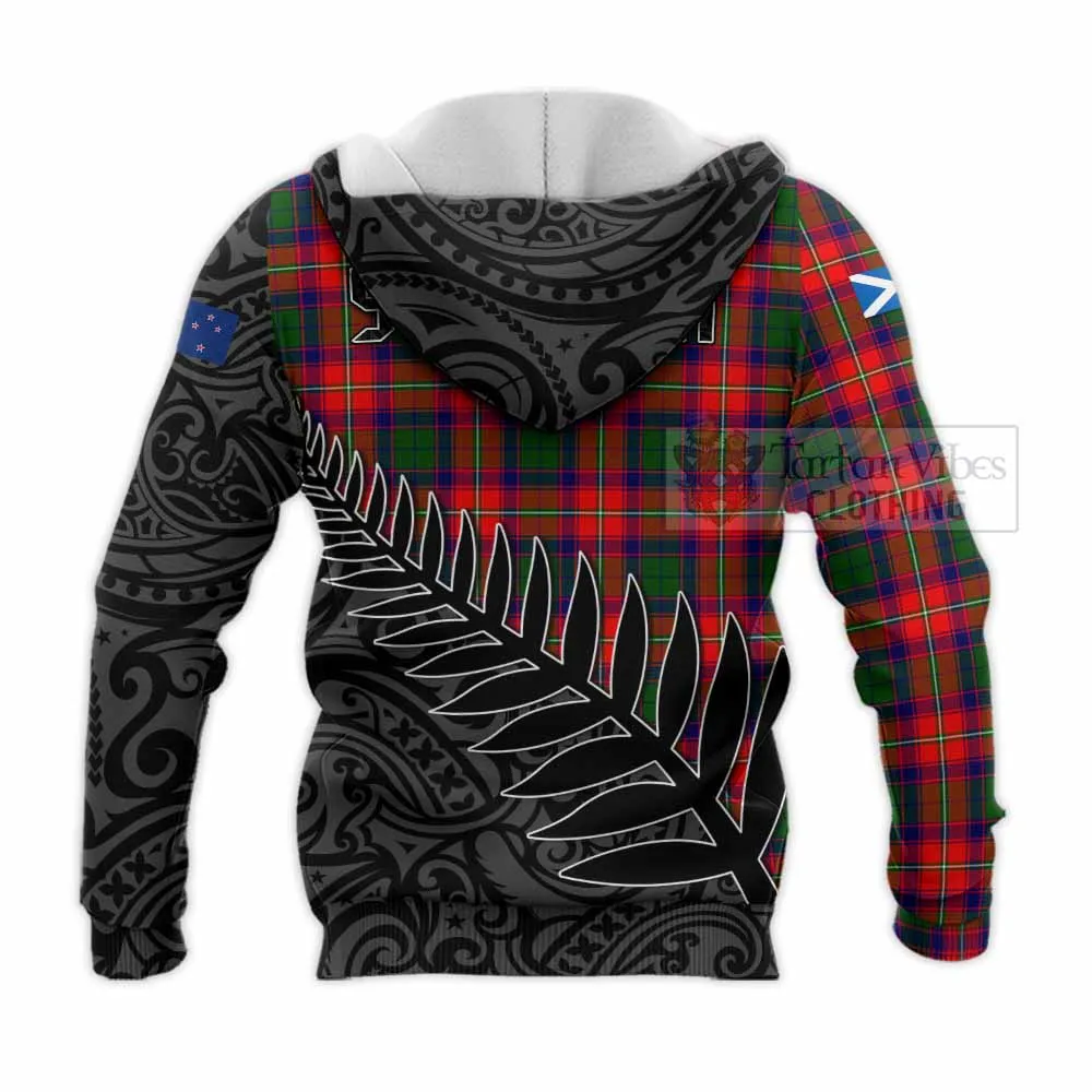 Belshes (Belsches) Crest Tartan Knitted Hoodie with New Zealand Silver Fern Half Style