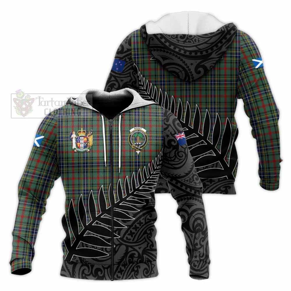 Bisset Crest Tartan Knitted Hoodie with New Zealand Silver Fern Half Style