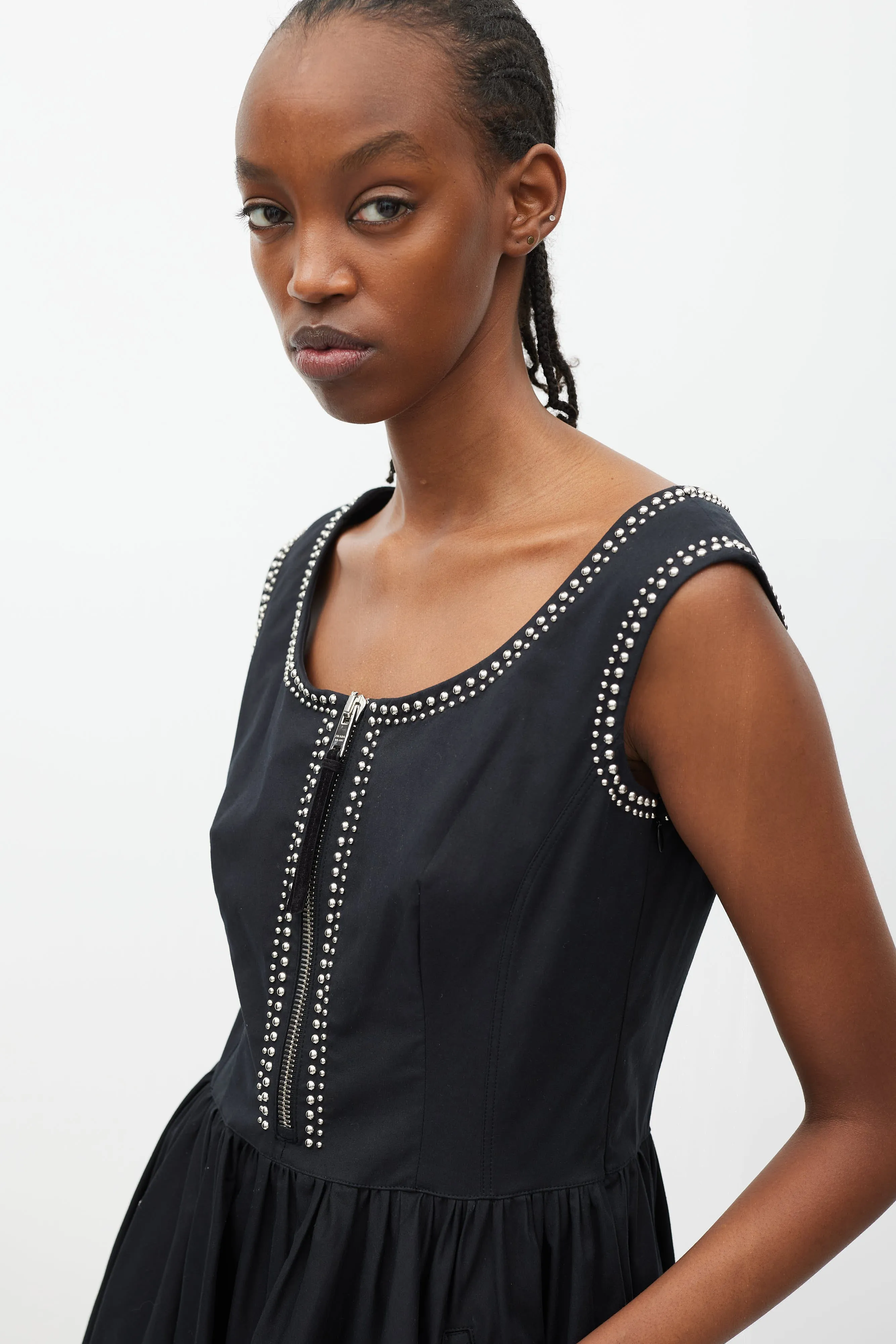 Black & Silver Studded Mini Dress
