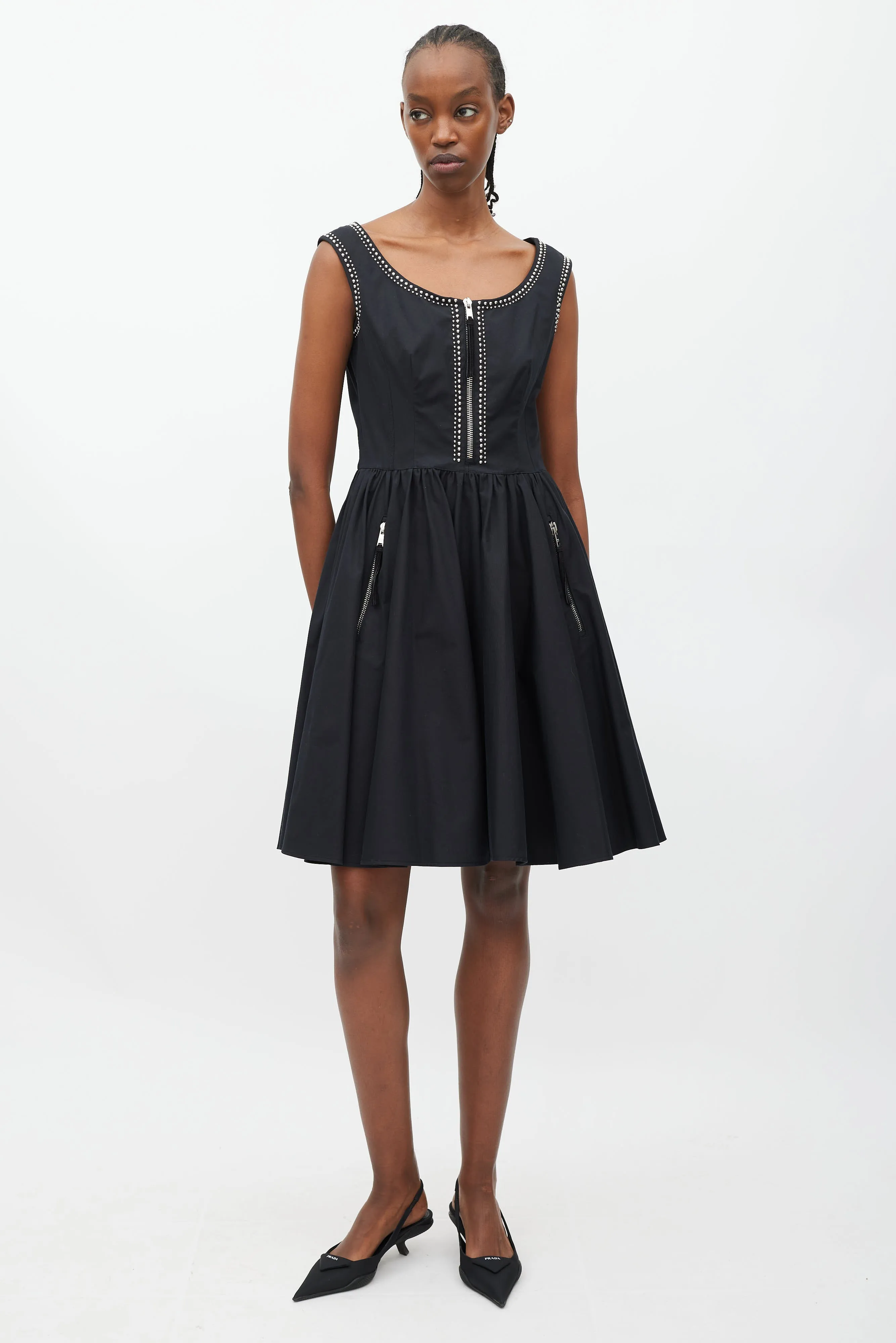 Black & Silver Studded Mini Dress