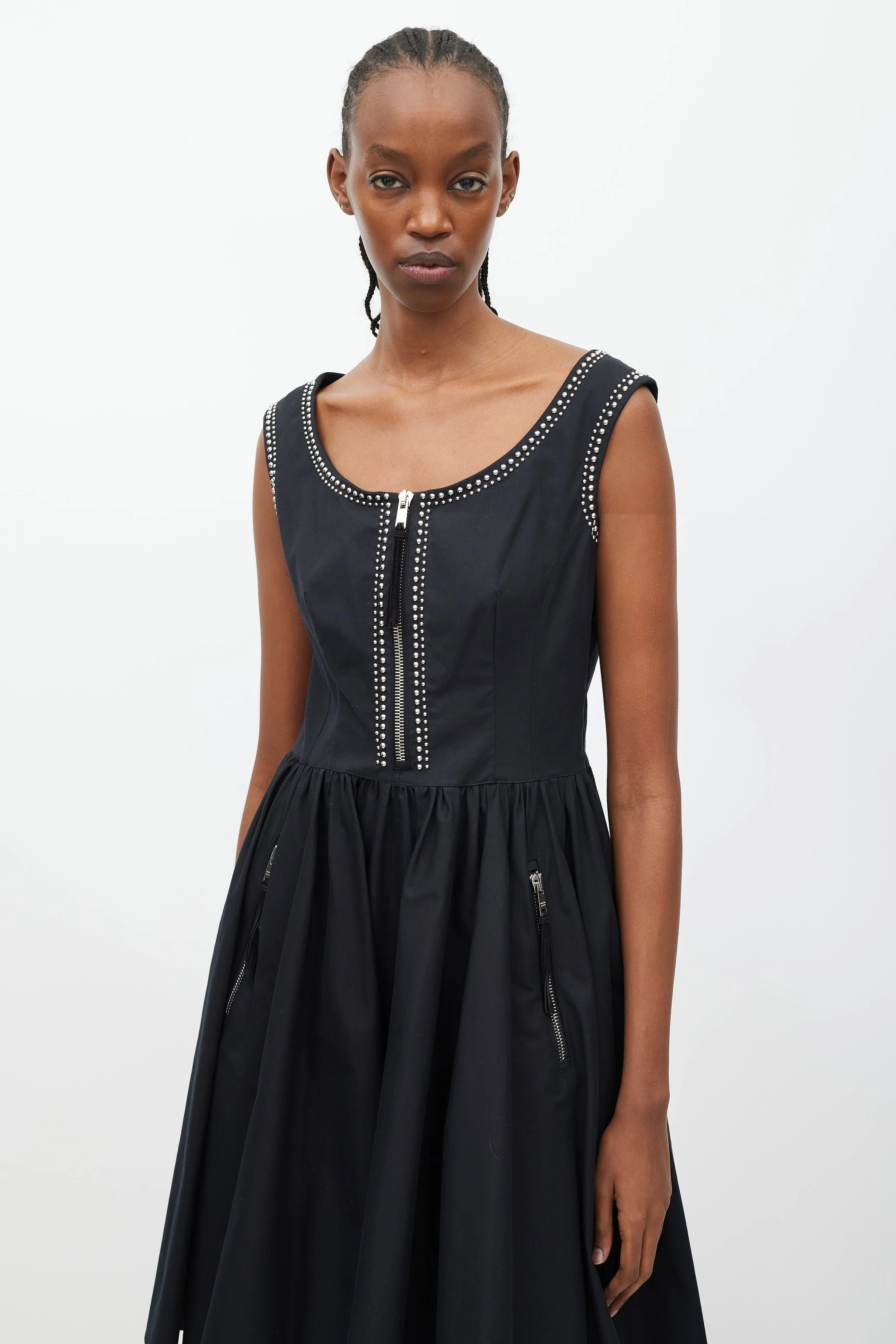 Black & Silver Studded Mini Dress