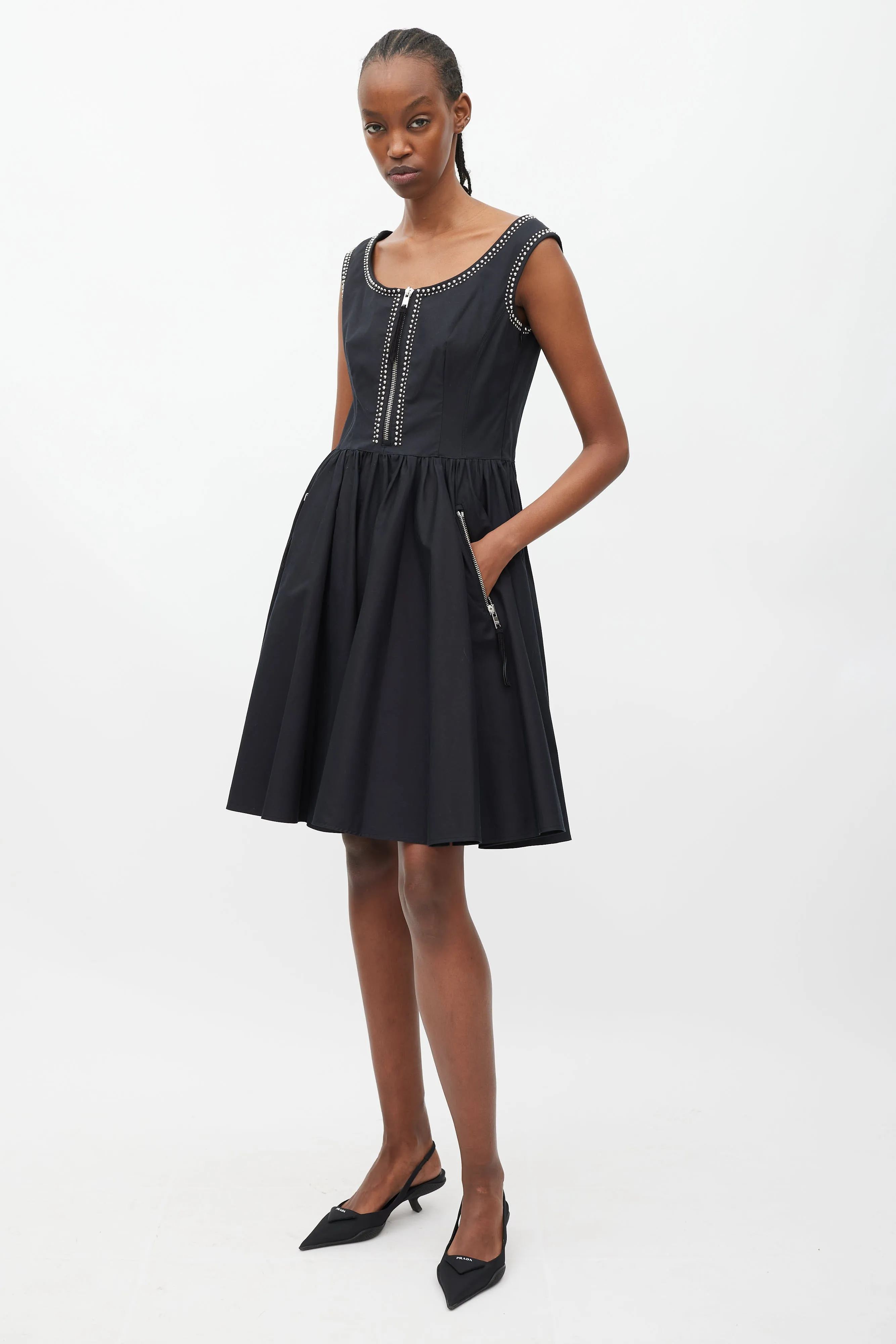Black & Silver Studded Mini Dress