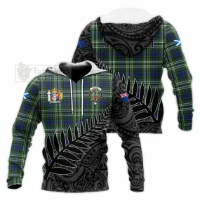 Blyth Crest Tartan Knitted Hoodie with New Zealand Silver Fern Half Style