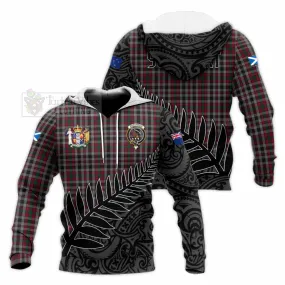 Borthwick Crest Tartan Knitted Hoodie with New Zealand Silver Fern Half Style