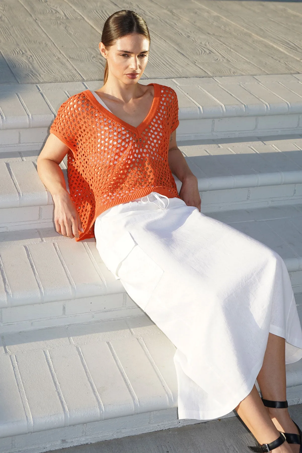 Camille Linen Skirt - White