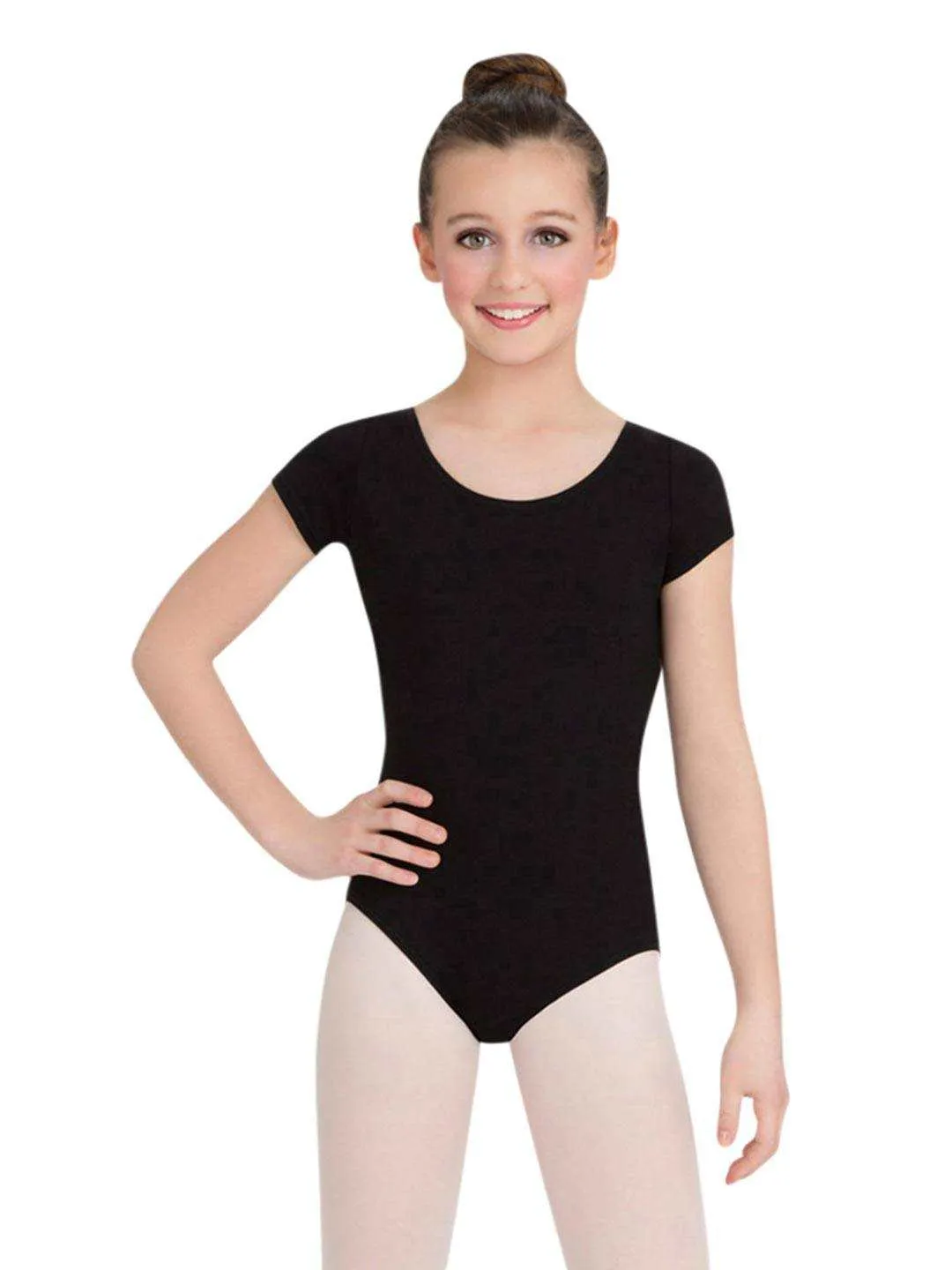 Children's Essential Short Sleeve Cotton Leotard