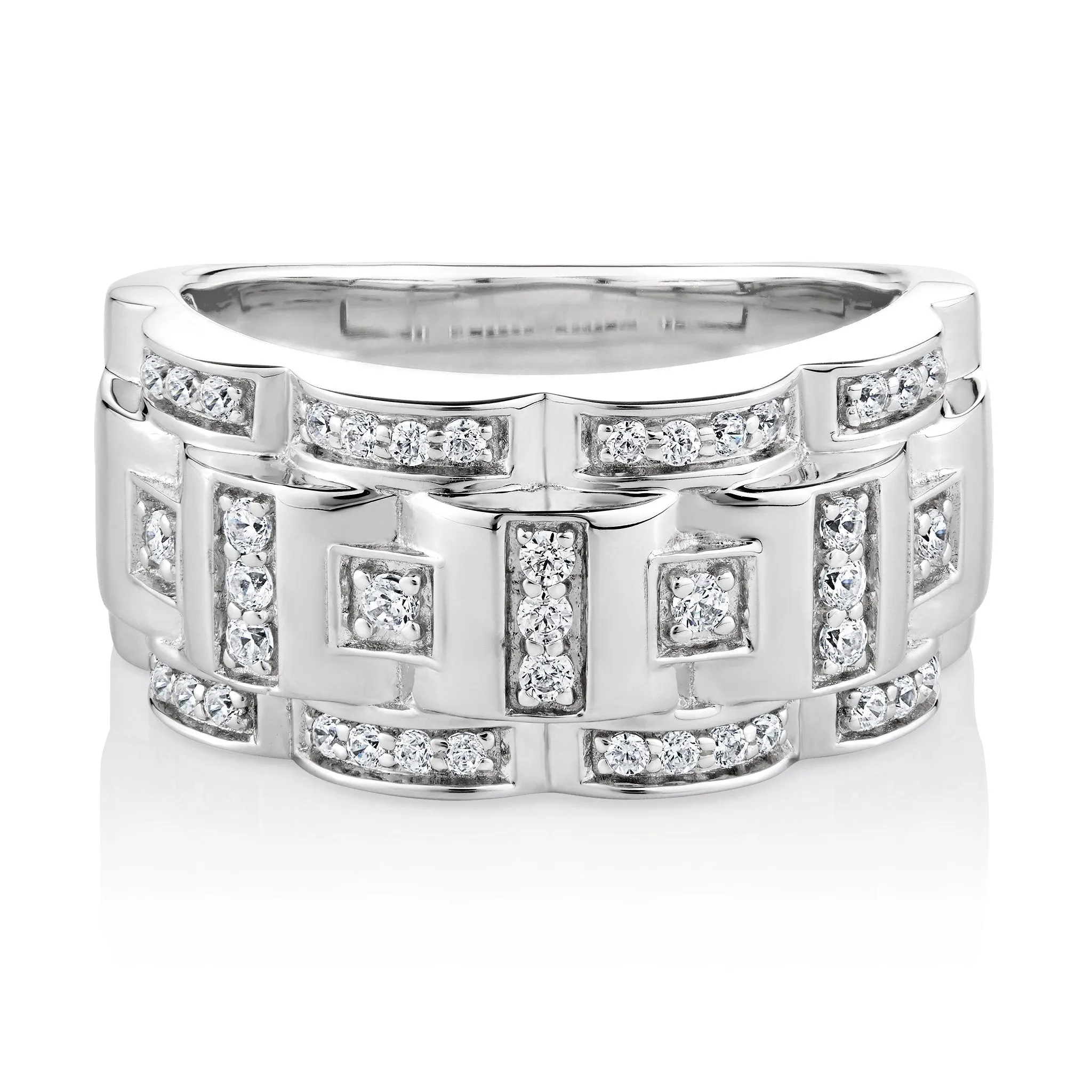 Dress ring with 0.52 carats* of diamond simulants in sterling silver