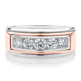 Dress ring with 1.01 carats* of diamond simulants in 10 carat rose gold and sterling silver