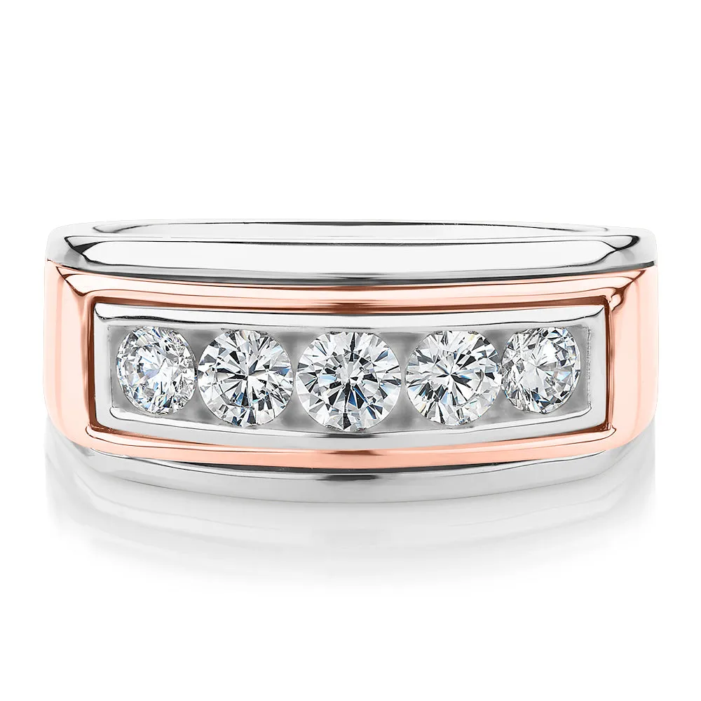 Dress ring with 1.01 carats* of diamond simulants in 10 carat rose gold and sterling silver