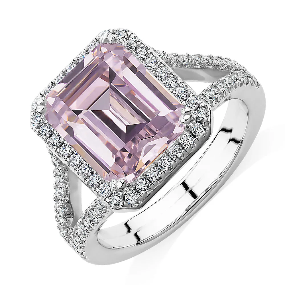 Dress ring with 5.69 carats* of diamond simulants in sterling silver
