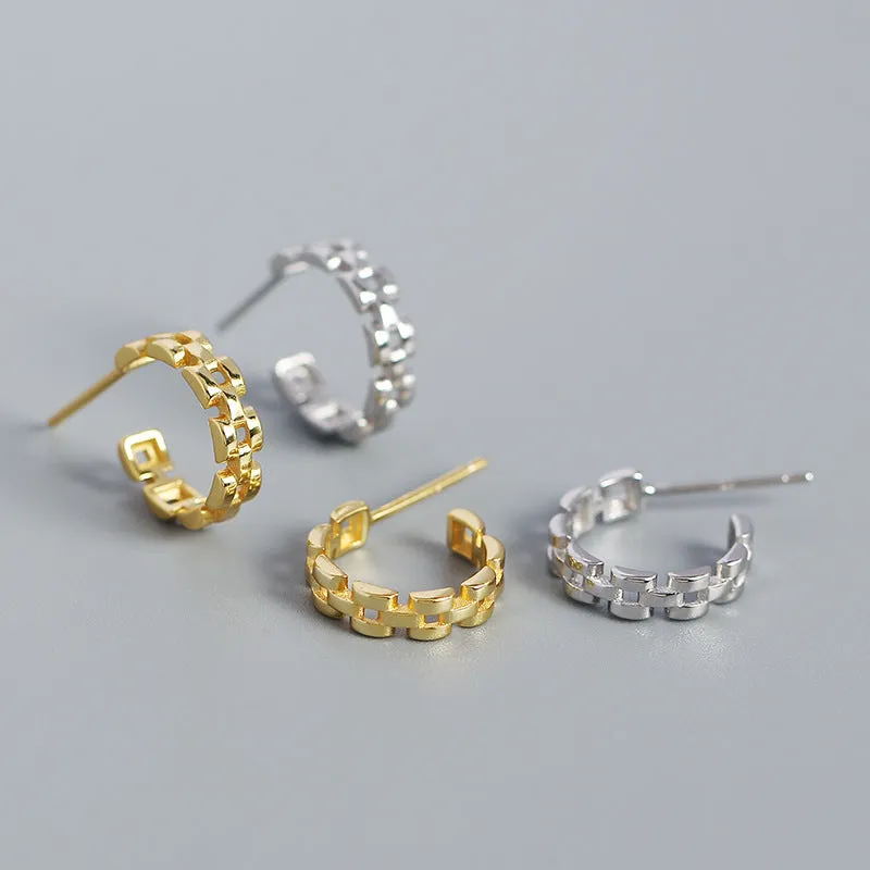 Fashion C Shape 925 Sterling Silver Stud Earrings
