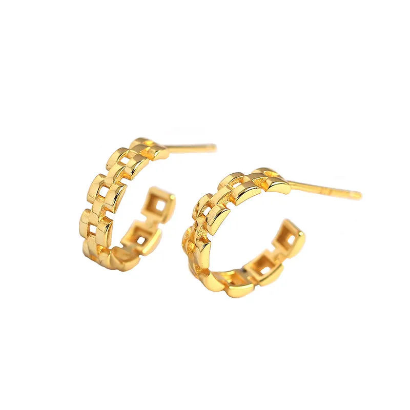 Fashion C Shape 925 Sterling Silver Stud Earrings