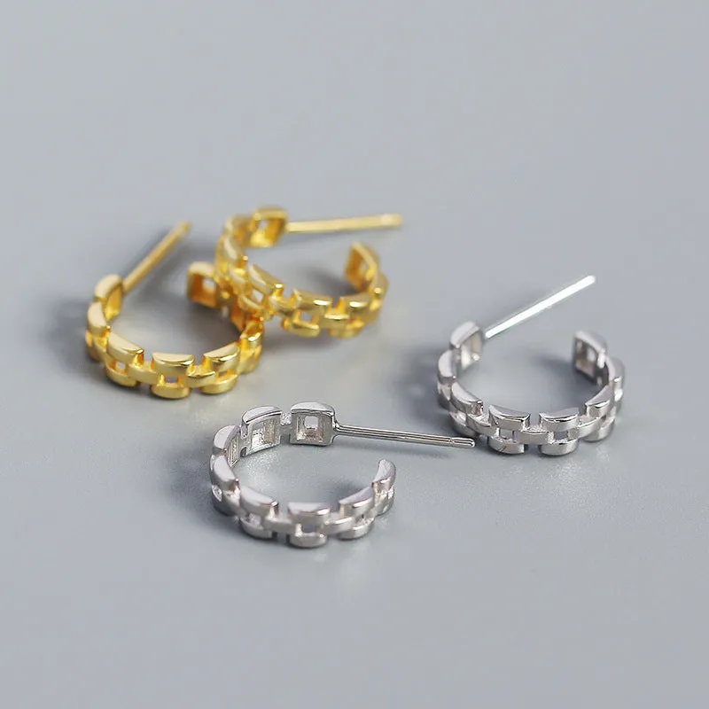 Fashion C Shape 925 Sterling Silver Stud Earrings