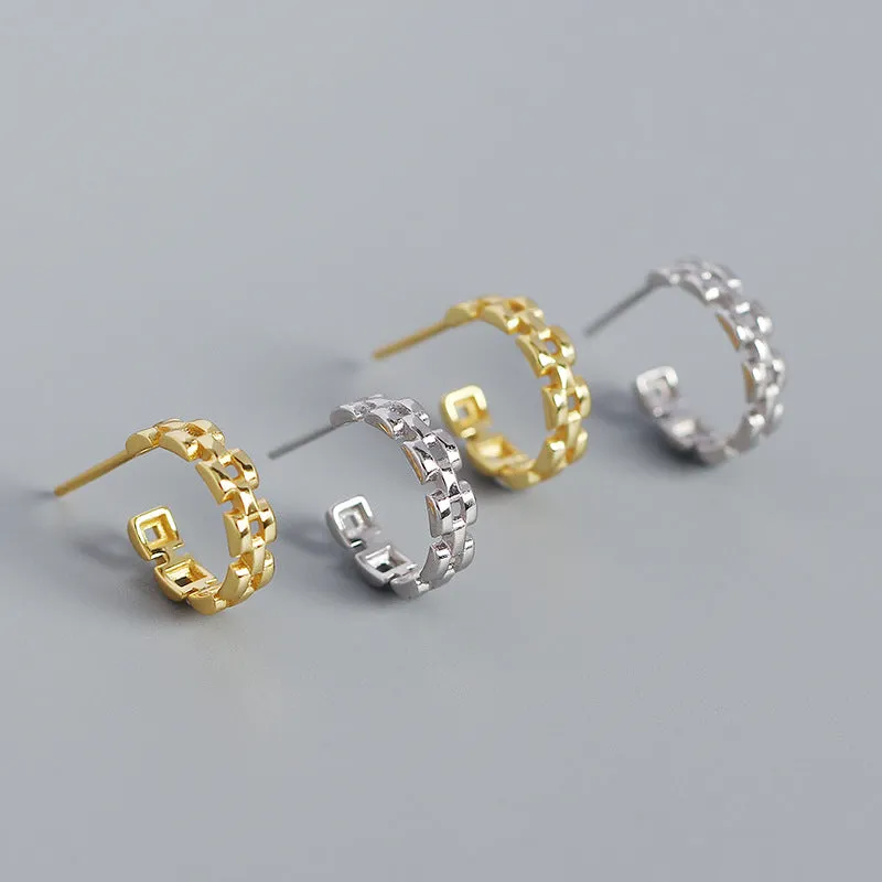 Fashion C Shape 925 Sterling Silver Stud Earrings