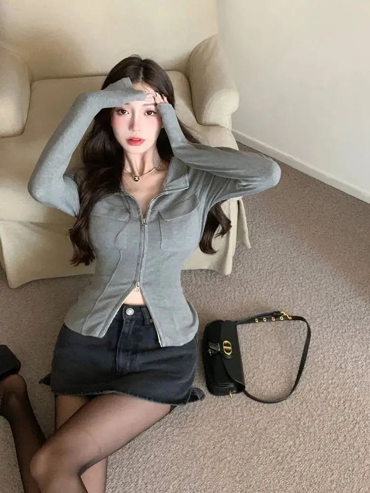 Girlary Long Sleeve T-shirts Women All-match Stylish Hipster Temperament O-neck High Street Korean Style Harajuku Tops Autumn College