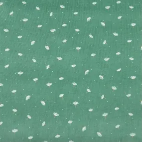 Glitter Dandelions on Green Needlecord Fabric