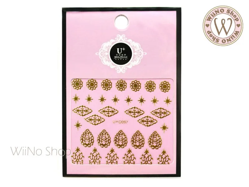 Gold Vintage Pattern Adhesive Nail Art Sticker - 1 pc (U G097)