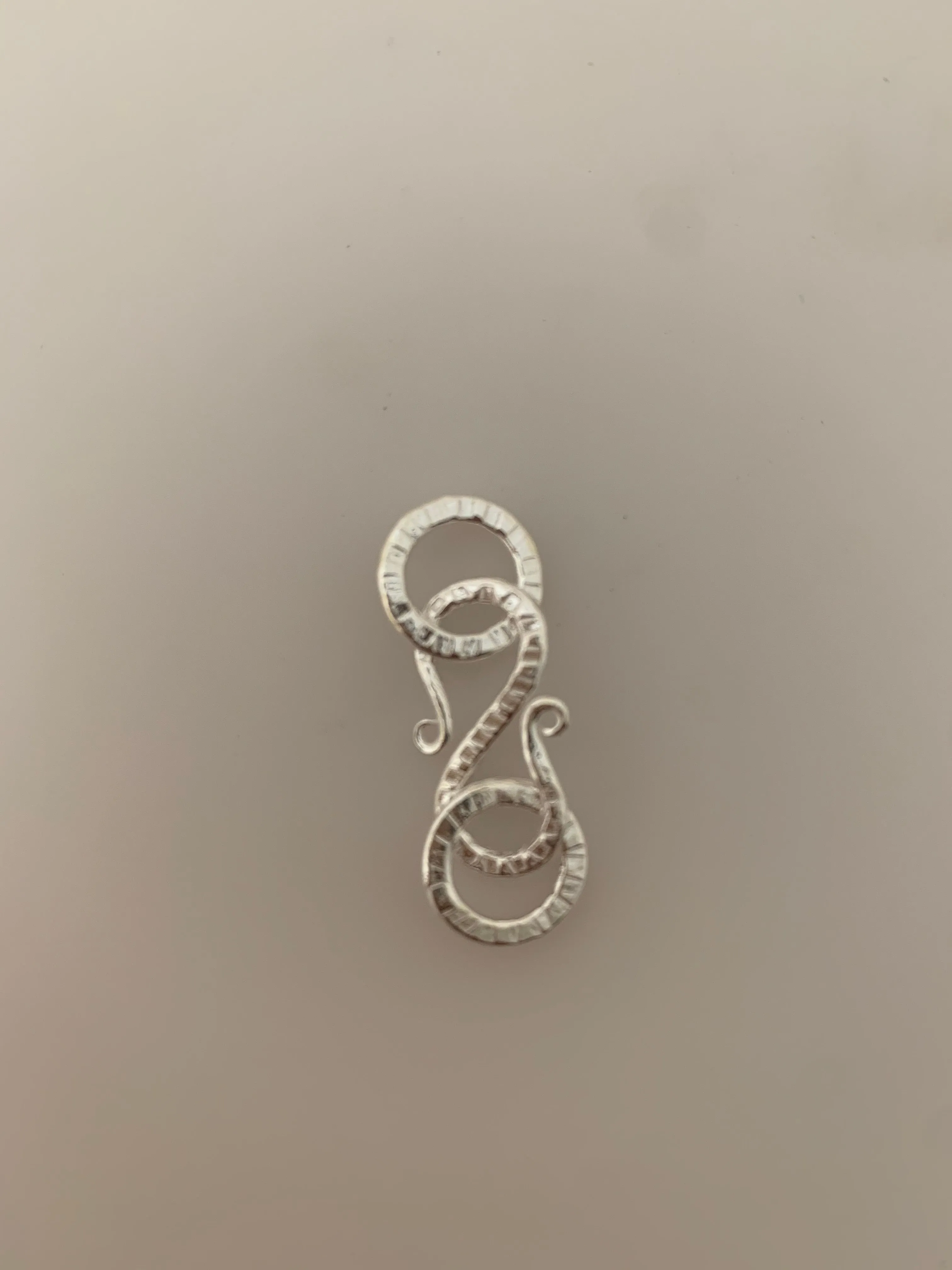 Hammered/ Patterned S-Hooks | 2 Pcs Per Pack | Sterling Silver S Hook/Silver Clasp Size:18mmX9mm | H4SS