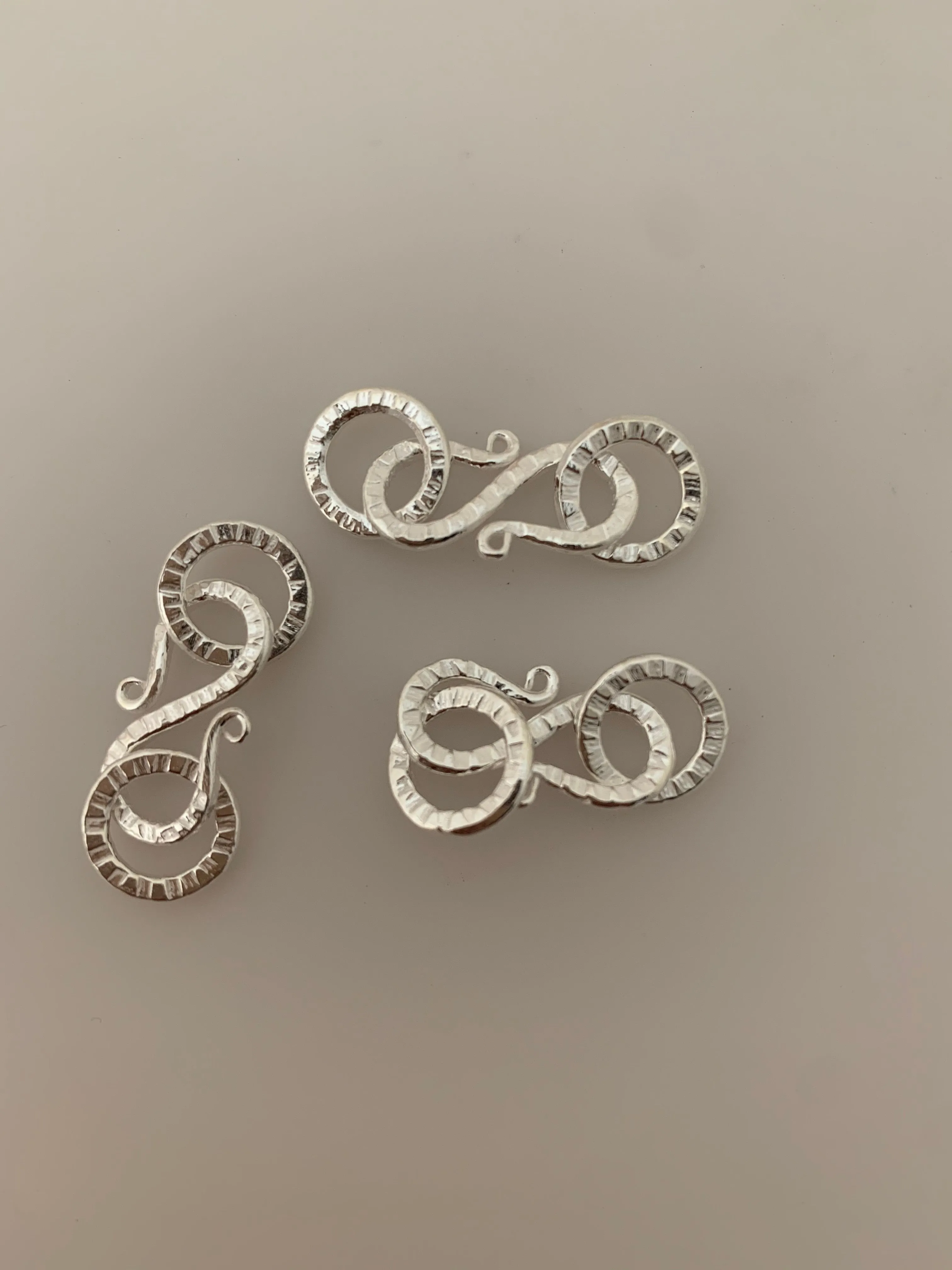 Hammered/ Patterned S-Hooks | 2 Pcs Per Pack | Sterling Silver S Hook/Silver Clasp Size:18mmX9mm | H4SS
