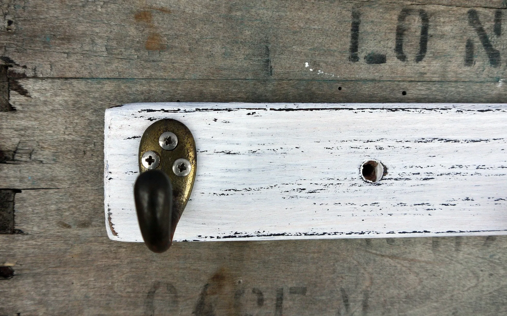 Hand painted coat hook painted distressed coat hook in white