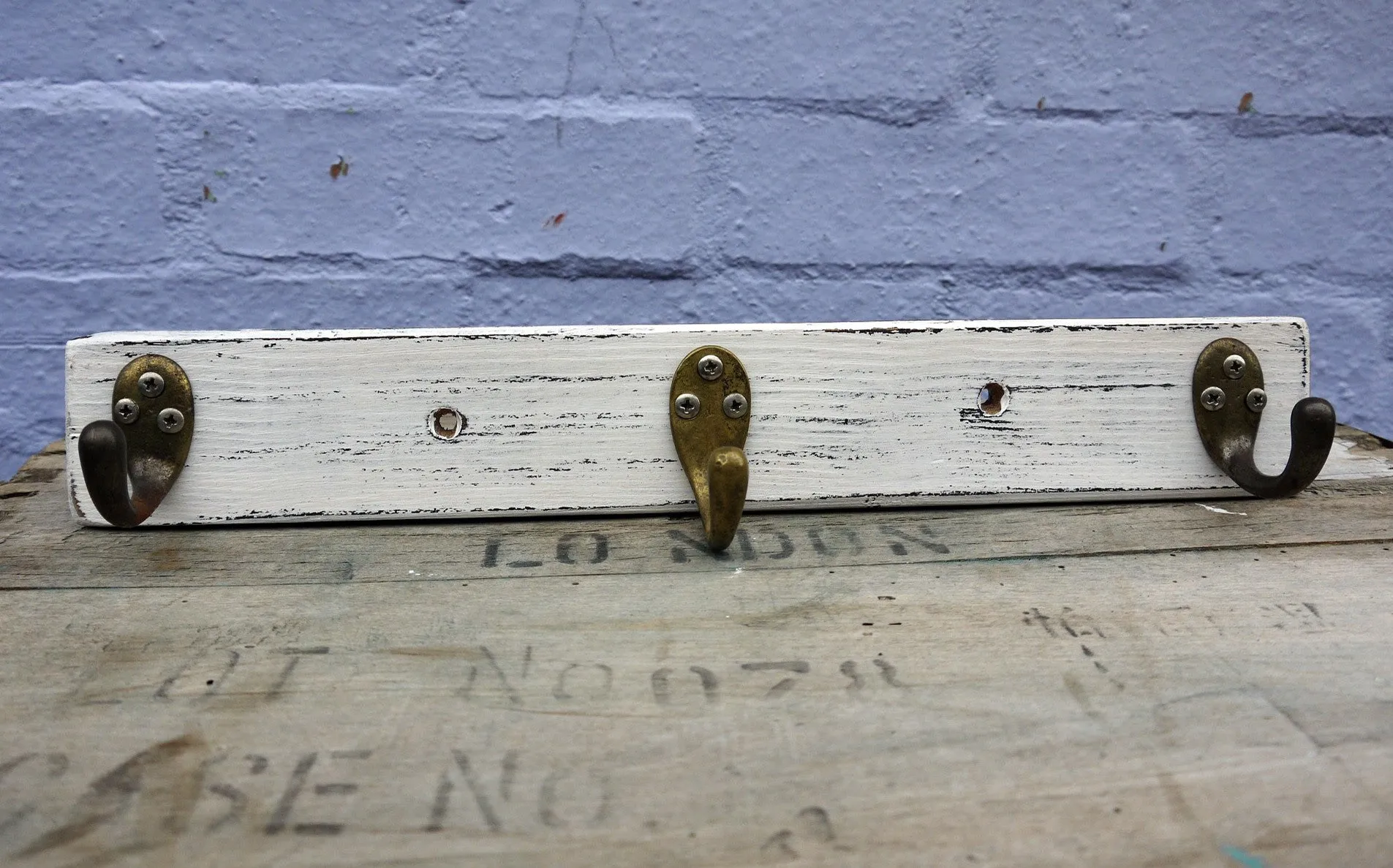 Hand painted coat hook painted distressed coat hook in white