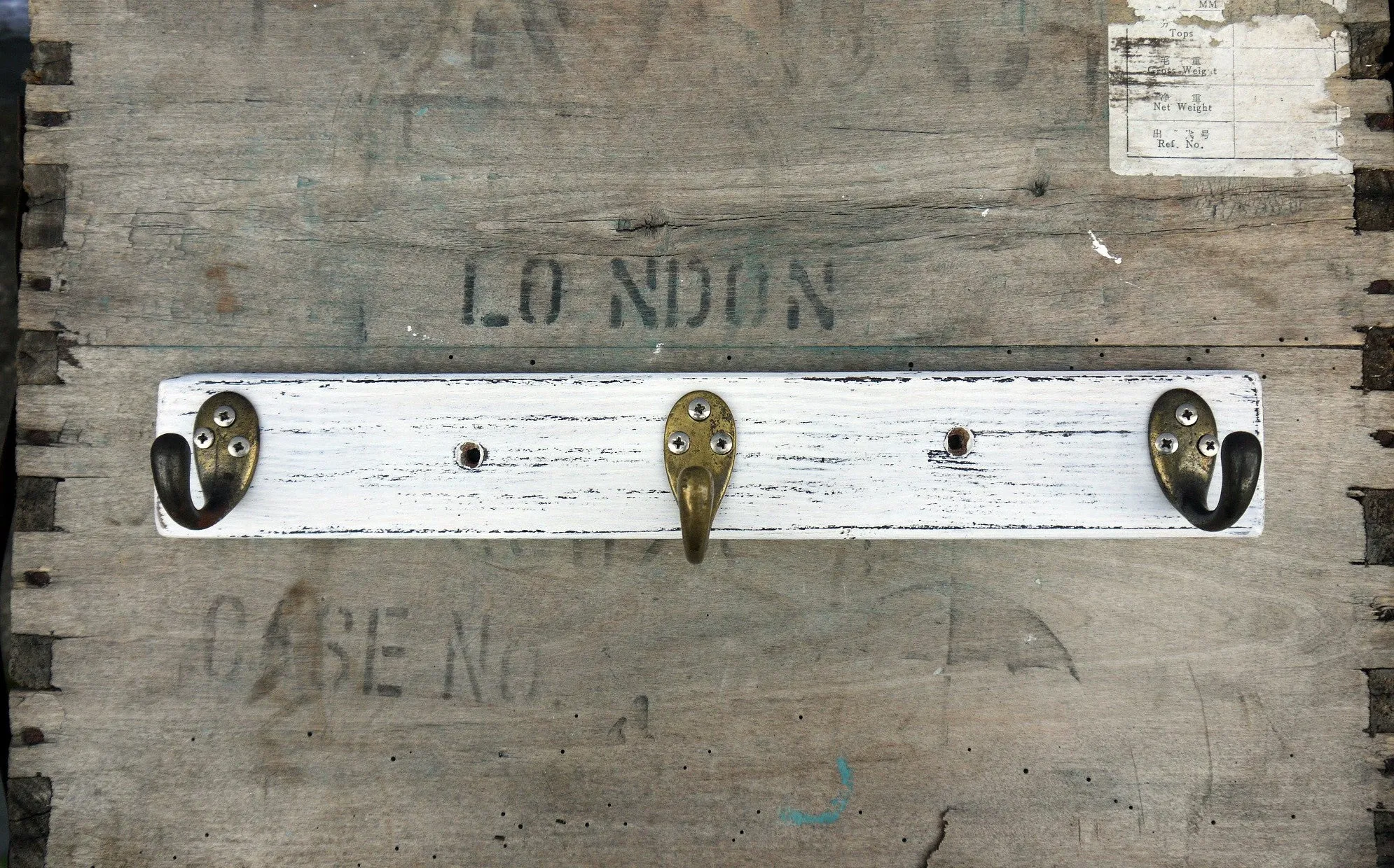 Hand painted coat hook painted distressed coat hook in white