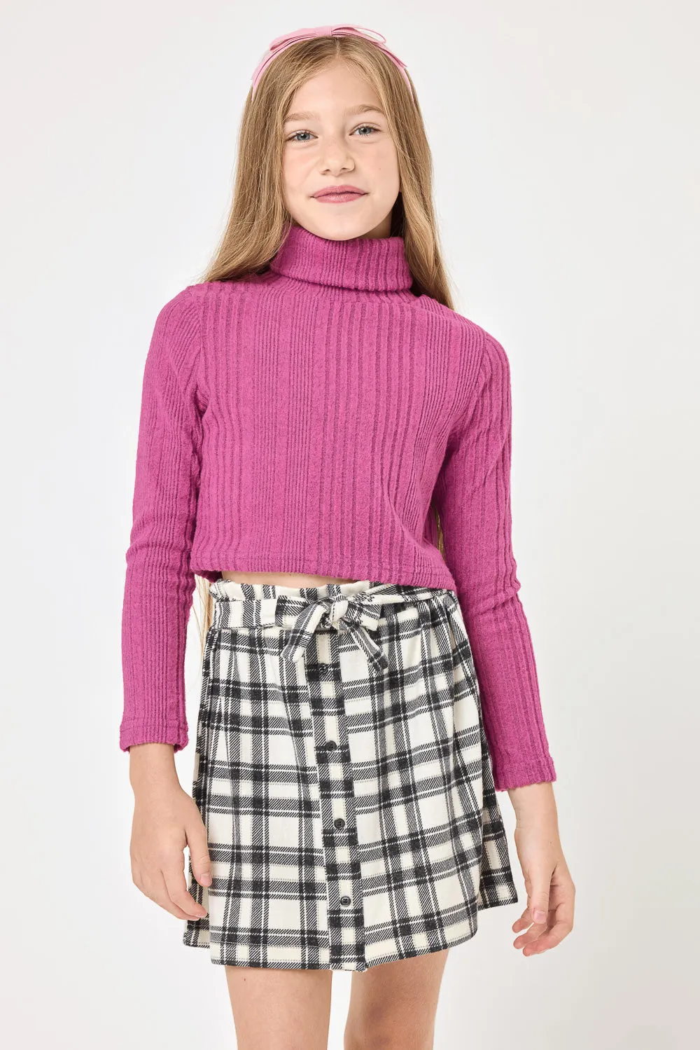 Kids Black & White Plaid Skirt
