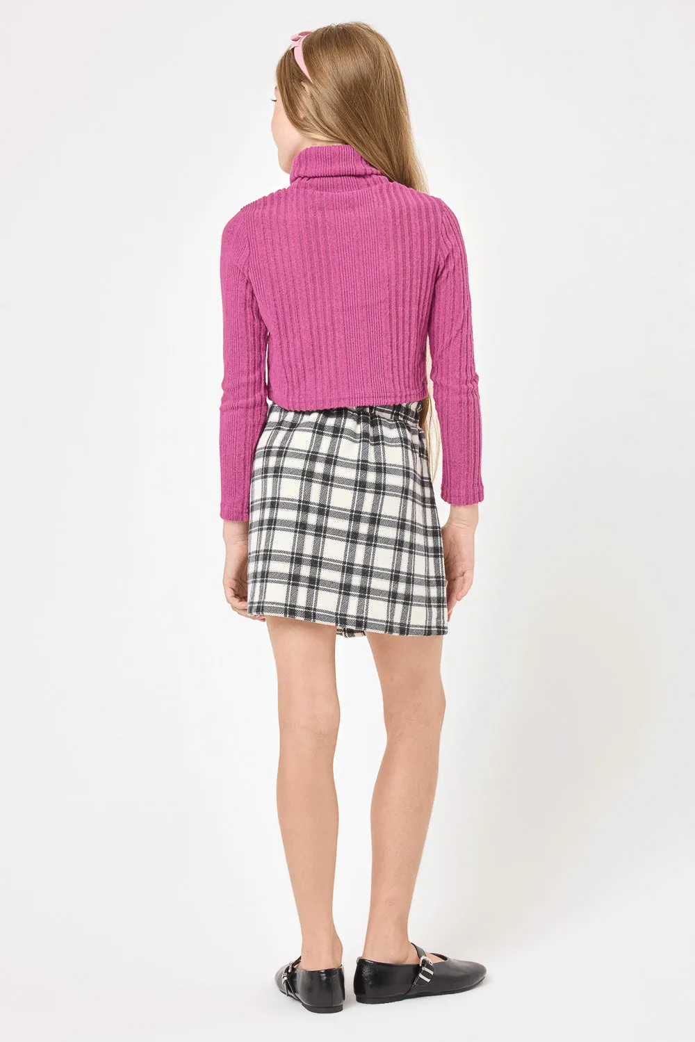 Kids Black & White Plaid Skirt