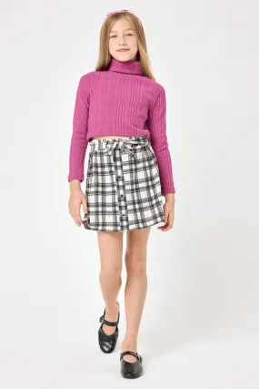 Kids Black & White Plaid Skirt