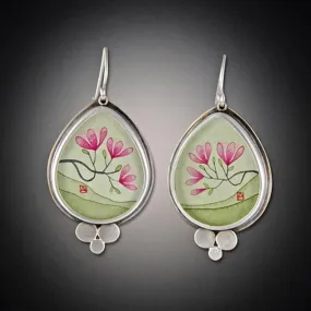 Large Teardrop Magnolia Earrings