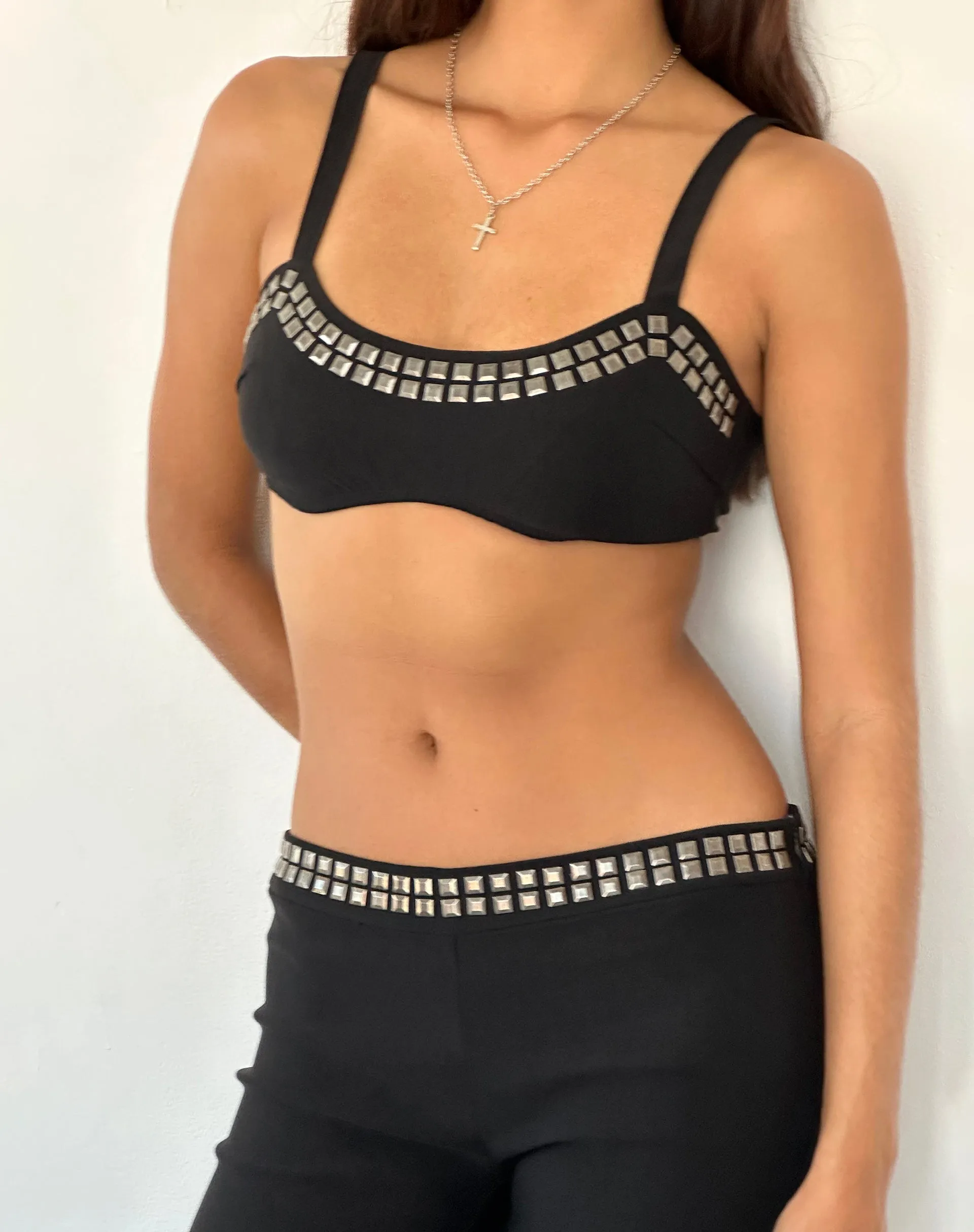 Macias Studded Flared Trousers in Black Tailoring