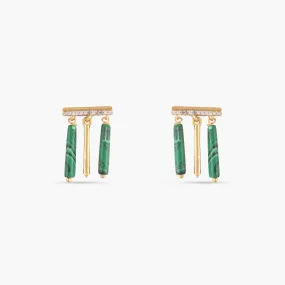 Malachite Simple Silver Drop Earrings