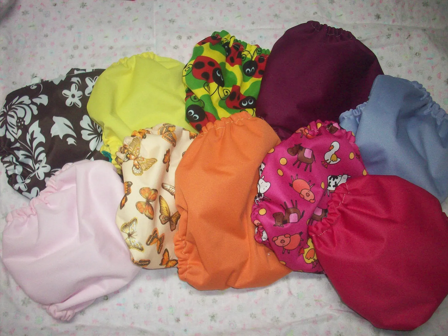 MamaBear Waterproof Diaper Cover, Wrap One Size Fits Most - Set of 10 Mixed Prints and Solids