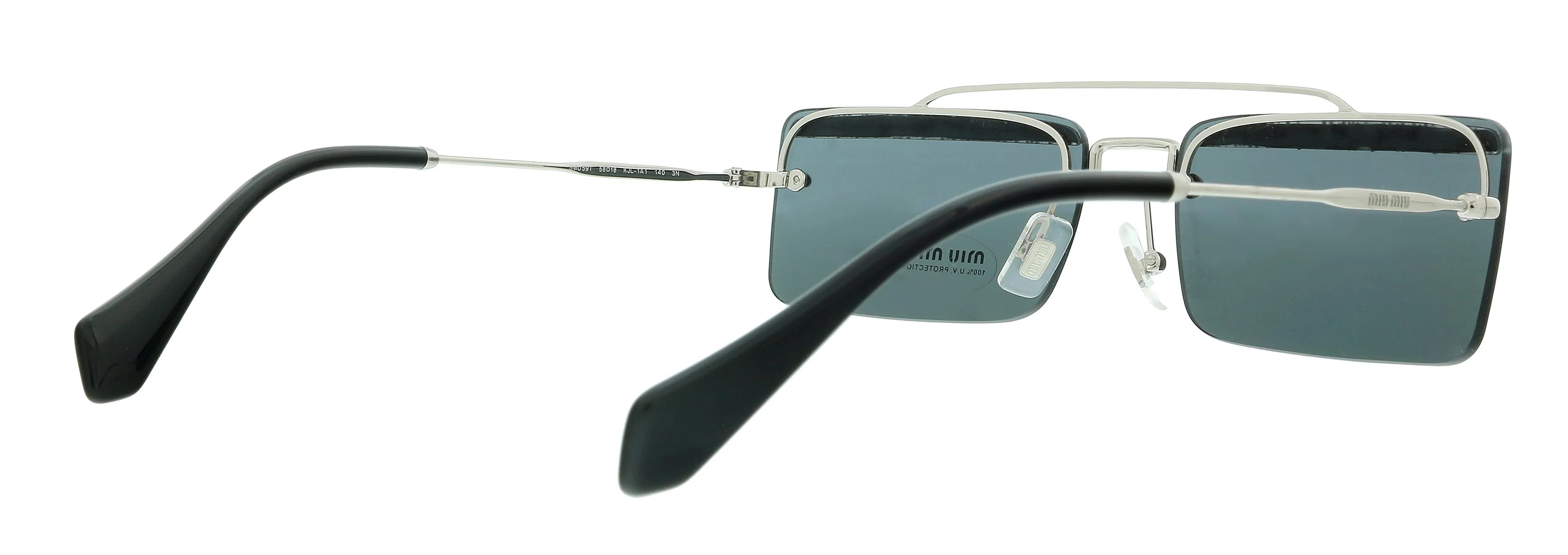 Miu Miu 0MU 59TS KJL1A1 Silver Rectangle Sunglasses
