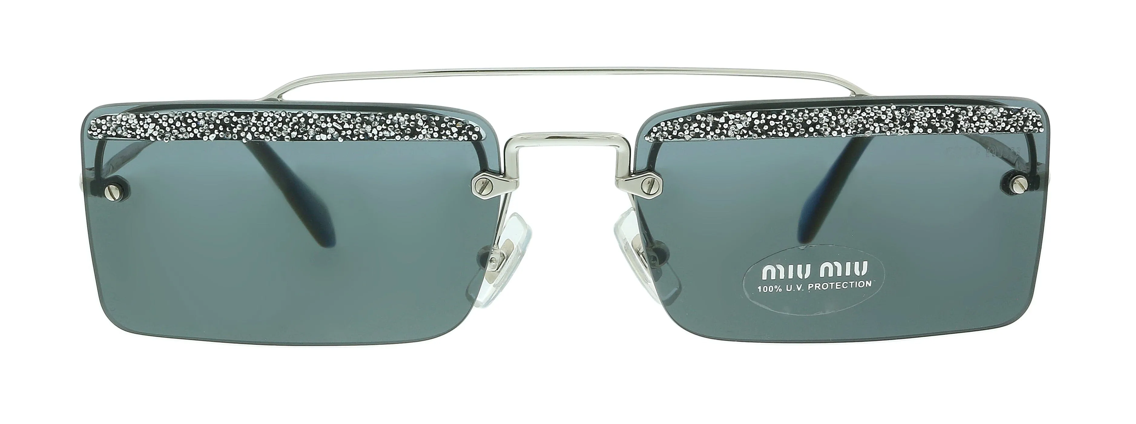 Miu Miu 0MU 59TS KJL1A1 Silver Rectangle Sunglasses