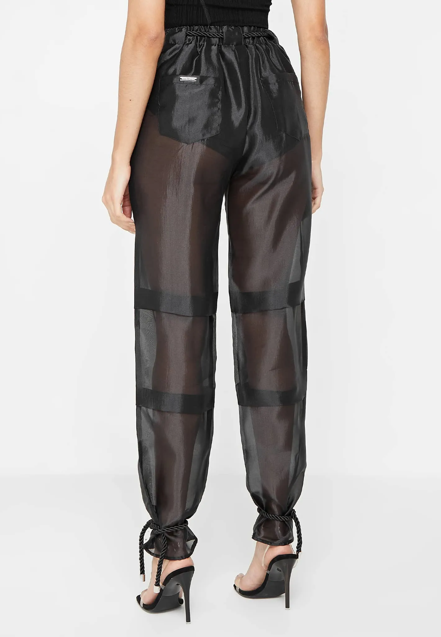Organza Cargo Trousers - Black