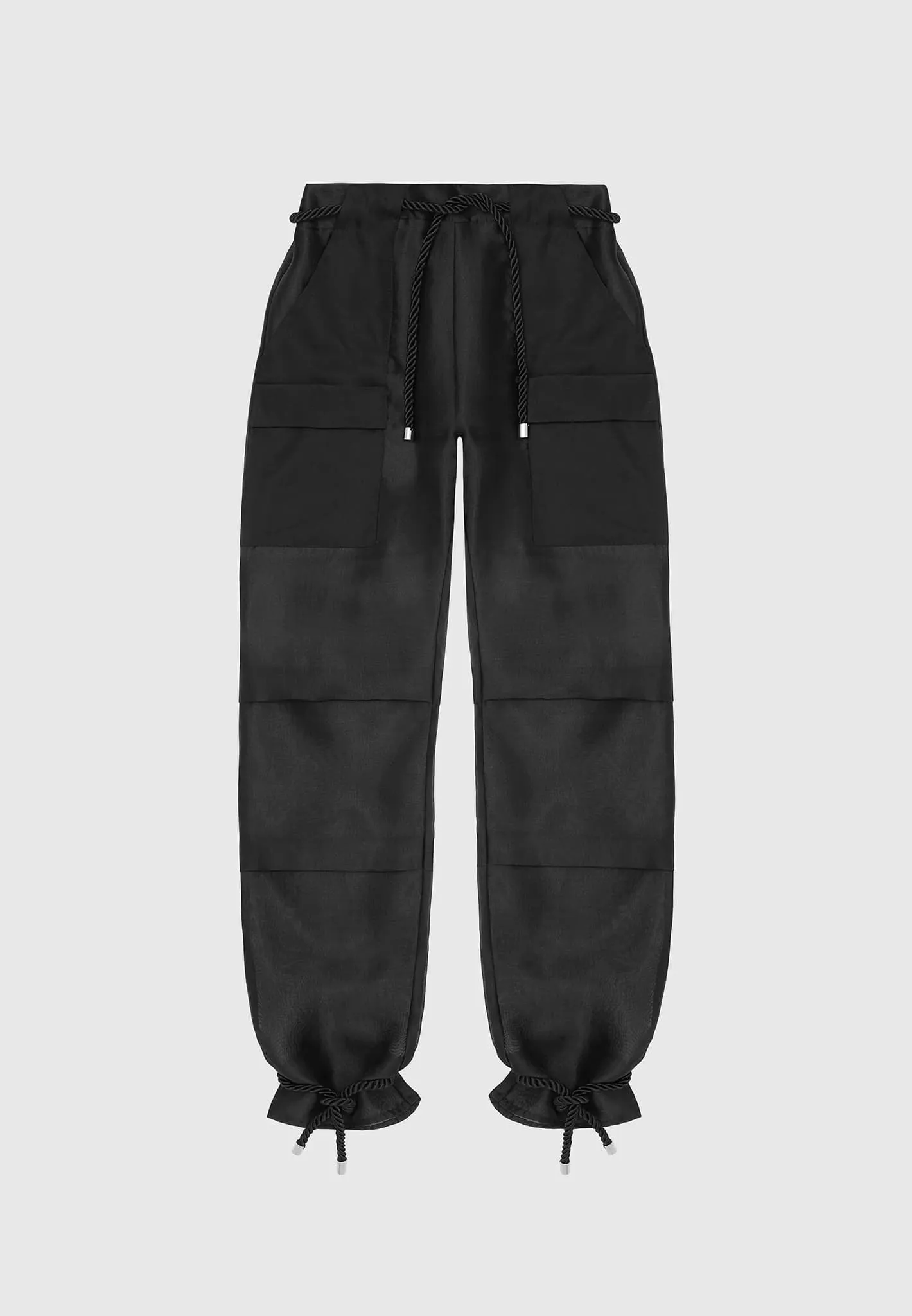 Organza Cargo Trousers - Black