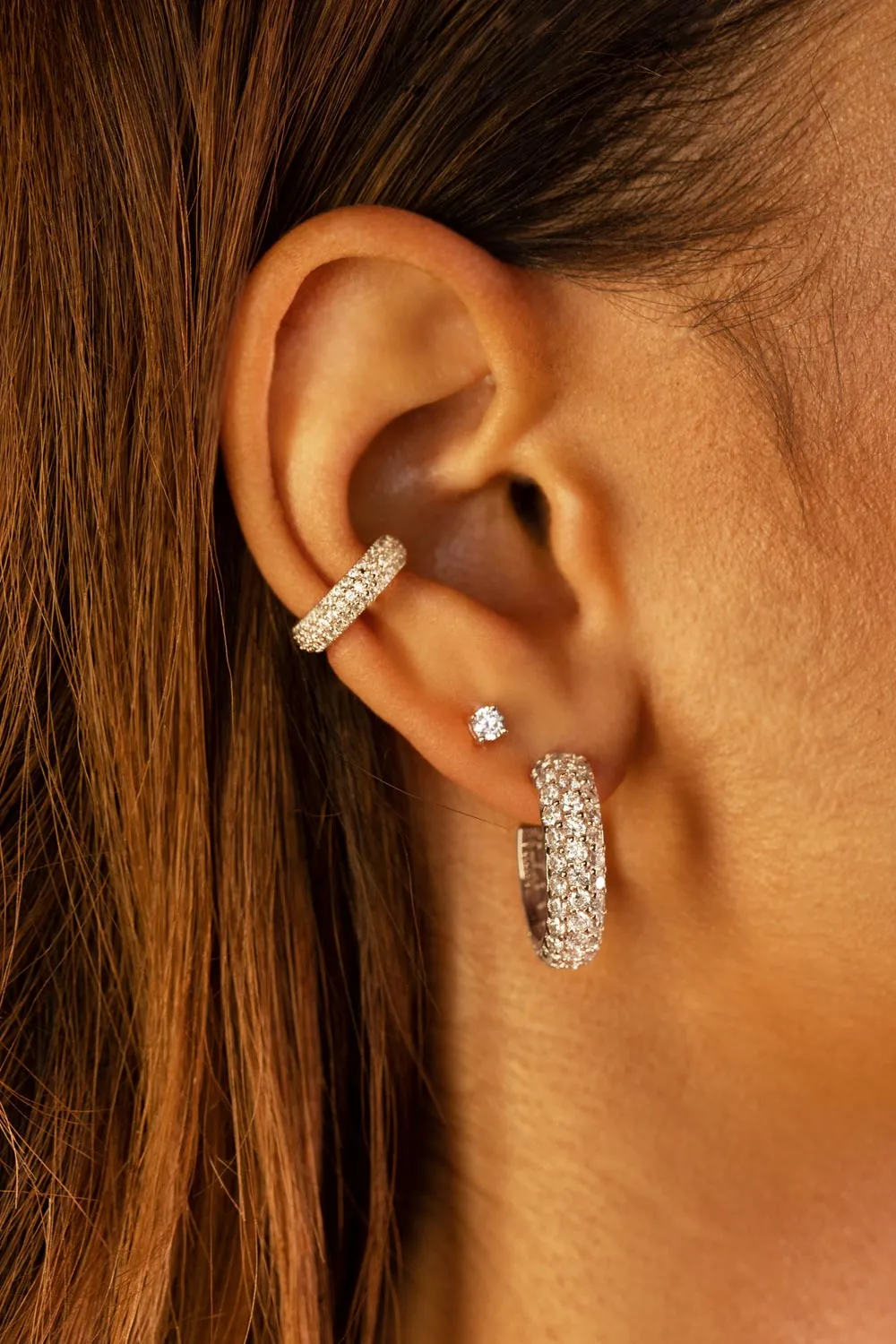Pavé Hoops Silver