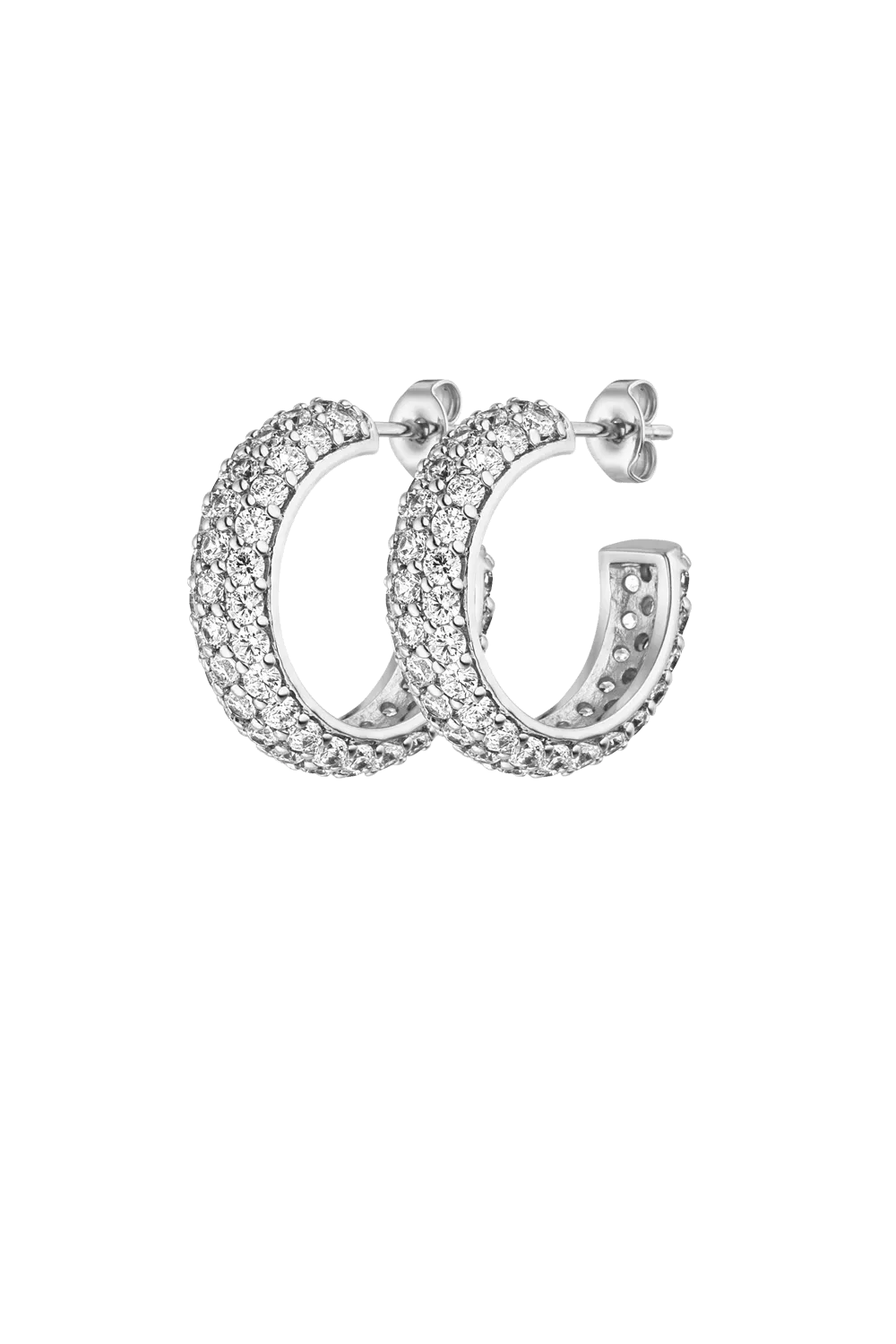 Pavé Hoops Silver
