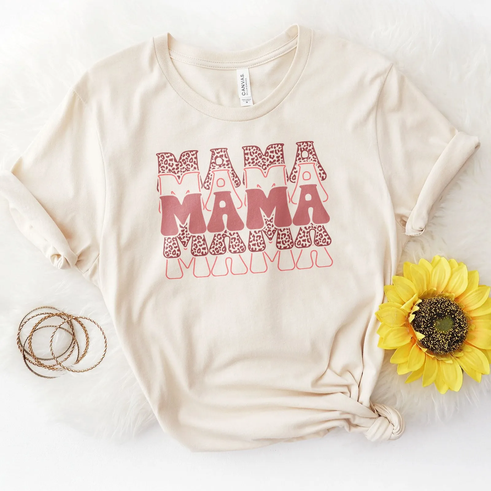 Pink Leopard Mom Life Tee