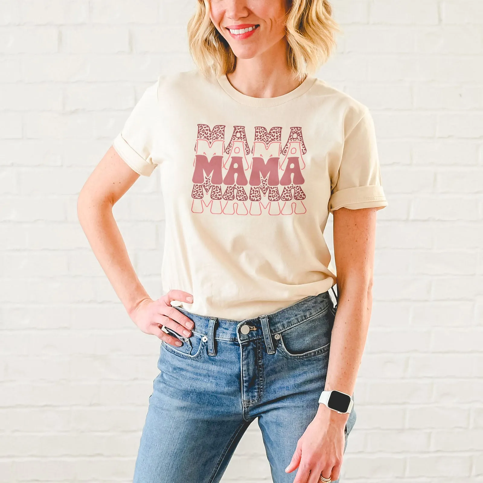Pink Leopard Mom Life Tee
