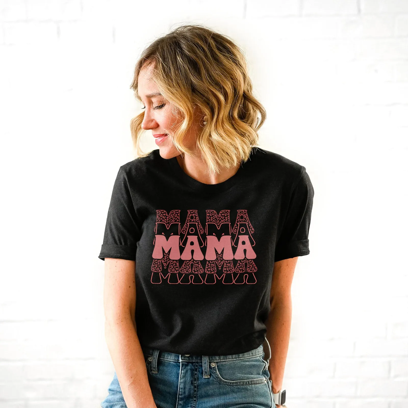 Pink Leopard Mom Life Tee