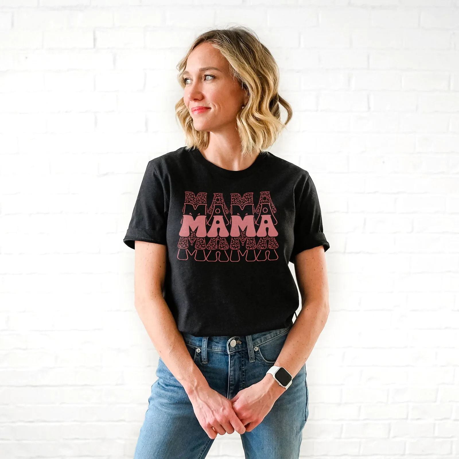 Pink Leopard Mom Life Tee