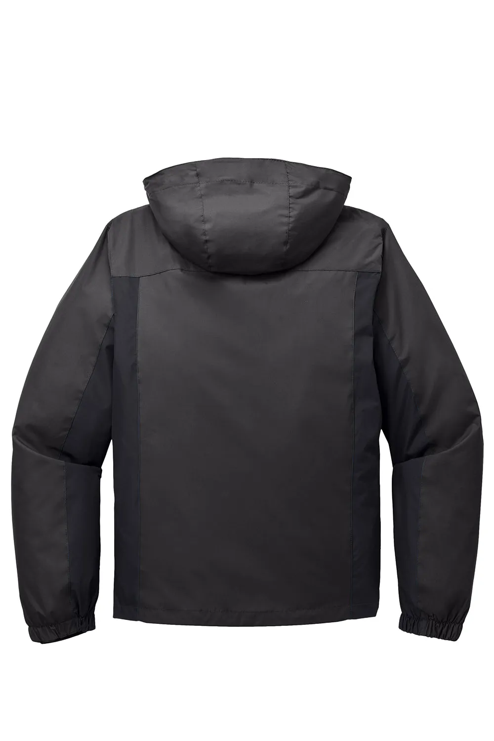 Port Authority Mens 3-in-1 Wind & Water Resistant Full Zip Hooded Jacket - Black/Magnet Grey