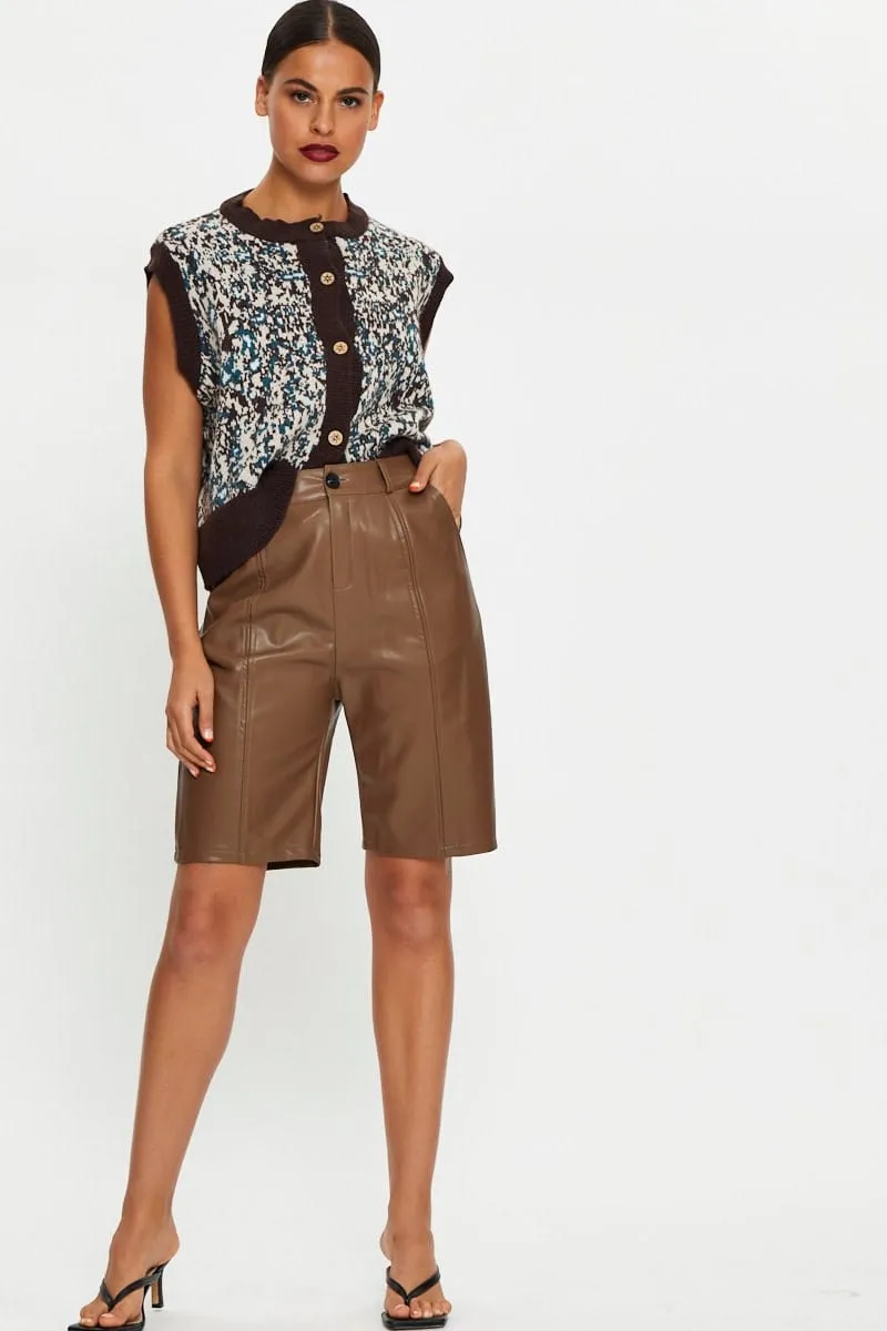 Print Button Front Knit Vest